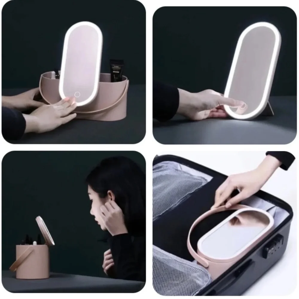 MONAT LED Makeup Case Travel Cosmetic Organizer Lighted Mirror Box